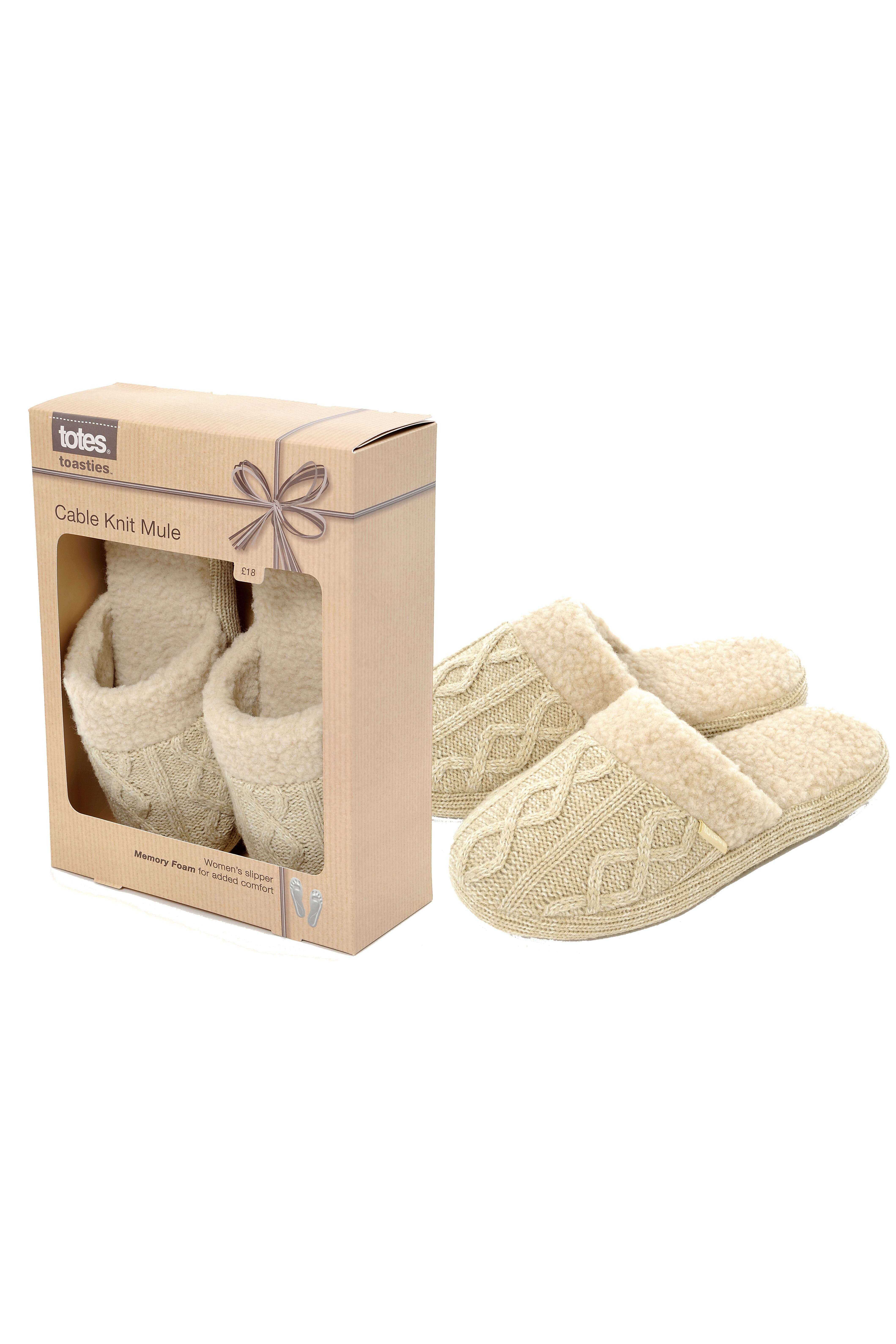 Ladies 1 Pair Totes Diamond Knit Cable Mule With Berber Collar In 2 Colours