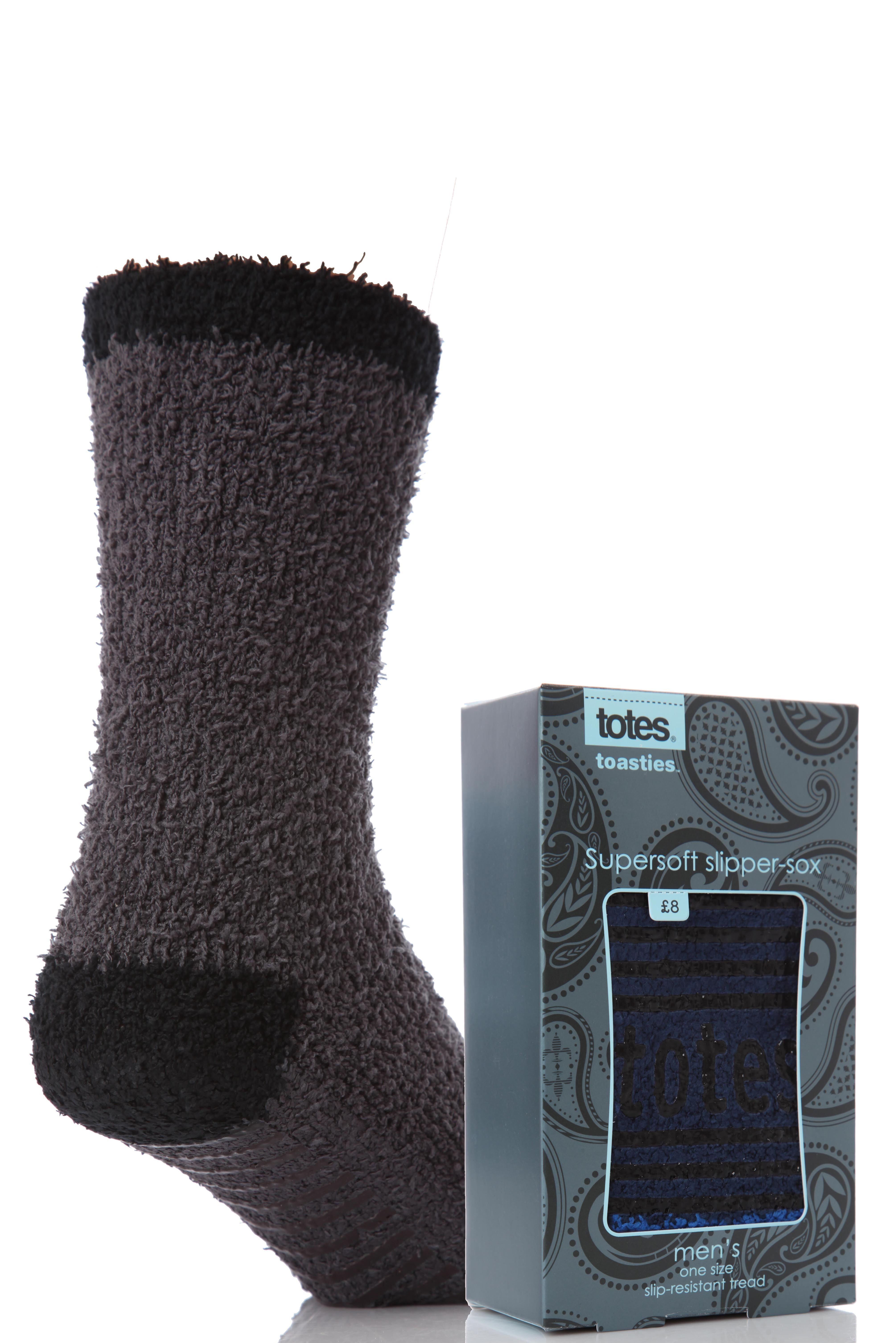 Mens 1 Pair Totes Supersoft Contrast Toe, Heel & Cuff Socks