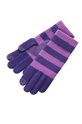 Ladies 1 Pair Isotoner Smartouch Stripe Knit Gloves In 4 Colours Pink - Black