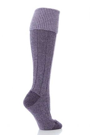 Ladies 1 Pair Scott Nichol Shetland Wool Feeder Stripe Shooting Socks In 6 Colours
