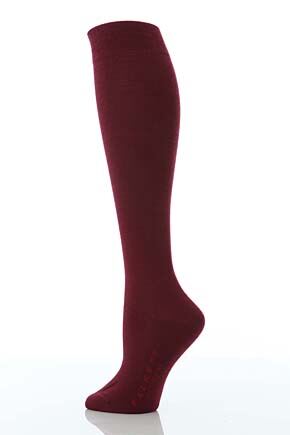 Ladies 1 Pair Falke Soft Merino Wool Knee High Socks In 4 Colours Merlot 39-42