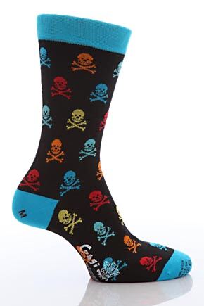 Mens 1 Pair Corgi Skull & Crossbones Fine Cotton Socks In Navy