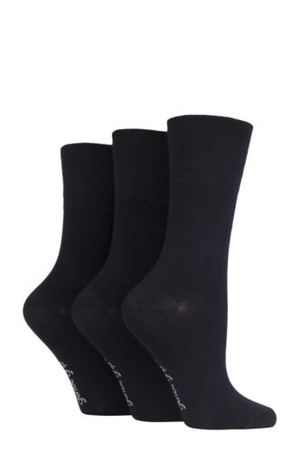 Women's 3 Pair Gentle Grip Plain Bamboo Socks