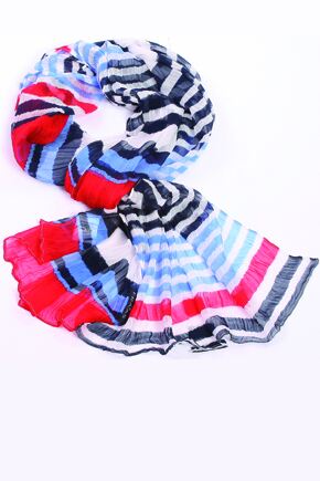 Ladies Fraas Viscose Chiffon Striped Scarf 25% OFF Rosewood