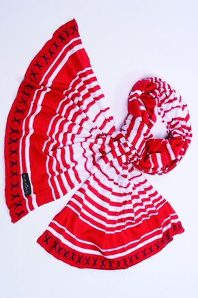 Ladies Fraas Nautical Striped Knit Scarf 25% OFF Navy