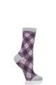 Ladies 1 Pair Burlington Ladywell Rhomb Argyle Shiny Socks - Black / Pink