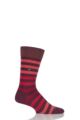 Mens 1 Pair Burlington Blackpool Multi Striped Cotton Socks - Red