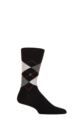 Mens 1 Pair Burlington King Argyle Cotton Socks - Black Flames