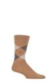 Mens 1 Pair Burlington Edinburgh Virgin Wool Argyle Socks - Sand / Grey