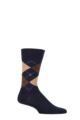 Mens 1 Pair Burlington Edinburgh Virgin Wool Argyle Socks - Navy / Browns