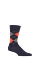 Mens 1 Pair Burlington Edinburgh Virgin Wool Argyle Socks - Navy Melange