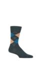Mens 1 Pair Burlington Edinburgh Virgin Wool Argyle Socks - Grey Melange