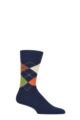 Mens 1 Pair Burlington King Argyle Cotton Socks - Royal Blue