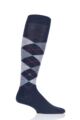 Mens 1 Pair Burlington Preston Soft Acrylic Knee High Socks - Navy / Grey