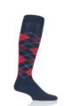 Mens 1 Pair Burlington Preston Soft Acrylic Knee High Socks - Navy / Red