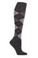 Ladies 1 Pair Burlington Whitby Extra Soft Argyle Knee High Socks - Charcoal