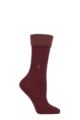 Ladies 1 Pair Burlington Cosy Wool Turn Over Top Boot Socks - Red