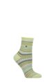 Ladies 1 Pair Burlington Cheerful Summer Striped Cotton Socks - Green