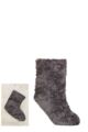 Ladies 1 Pair Totes Faux Fur Slipper Socks with Grip - Grey