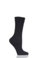 Ladies 1 Pair Falke Sensitive London Left And Right Comfort Cuff Cotton Socks - Black