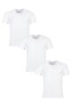 Mens 3 Pack BOSS Plain Cotton Stretch Round Neck T-Shirts - White
