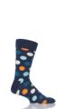 Mens and Ladies 1 Pair Happy Socks Big Dot Combed Cotton Socks - Blue