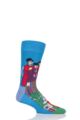 Mens and Ladies 1 Pair Happy Socks The Beatles Pepperland Cotton Socks - Blue