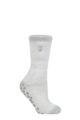 Ladies 1 Pair SOCKSHOP Heat Holders 2.3 TOG Plain and Patterned Slipper Socks - Florence Silver Grey