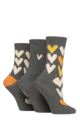 Ladies 3 Pair Caroline Gardner Patterned Cotton Socks - Big Hearts Grey