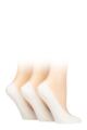Ladies 3 Pair Caroline Gardner Plain Cotton No-Show Shoe Liner Socks - White