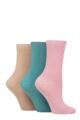 Ladies 3 Pair Charnos Organic Cotton Ankle Socks - Pink