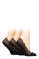 Ladies 3 Pair Pringle Lace Shoe Liner Socks - Black