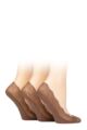 Ladies 3 Pair Pringle Lace Shoe Liner Socks - Brown