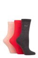 Ladies 3 Pair Pringle Tiffany Plain Trouser Socks - Light Pink / Red / Charcoal