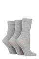 Ladies 3 Pair Pringle Plain Modal Socks - Light Grey