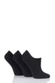Ladies 3 Pair Pringle Plain and Patterned Cotton Trainer Socks - Black