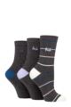 Ladies 3 Pair Pringle Patterned Cotton Socks - Charcoal Fine Stripe and Dots