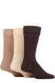 Mens 3 Pair Farah Plain Comfort Cuff Socks - Brown
