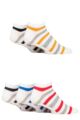 Mens 5 Pair Farah Arch Support Striped Cotton Trainer Socks - White Stripe