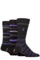 Mens 3 Pair Farah Argyle, Patterned and Striped Cotton Socks - Black / Purple Stripe
