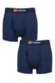 Mens 2 Pack Farah Classic Striped and Plain Bamboo Keyhole Trunks - Navy