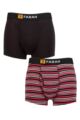 Mens 2 Pack Farah Classic Striped and Plain Bamboo Keyhole Trunks - Black/Red