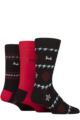 Mens Pringle 3 Pair Christmas Patterned Cotton Socks - Dogtooth Snowflake Black