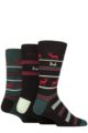 Mens Pringle 3 Pair Christmas Patterned Cotton Socks - Deer and Stripes Black