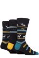 Mens Pringle 3 Pair Christmas Patterned Cotton Socks - Deer and Stripes Navy