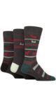Mens Pringle 3 Pair Christmas Patterned Cotton Socks - Deer and Stripes Charcoal