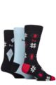 Mens Pringle 3 Pair Christmas Patterned Cotton Socks - Snowflake Navy
