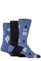 Mens Pringle 3 Pair Christmas Patterned Cotton Socks - Snowflake Blue