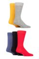Mens 5 Pair SOCKSHOP Wildfeet Plain Bamboo Socks - Grey / Yellow / Red / Navy / Denim