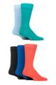 Mens 5 Pair SOCKSHOP Wildfeet Plain Bamboo Socks - Teal / Light Blue / Salmon / Blue / Charcoal